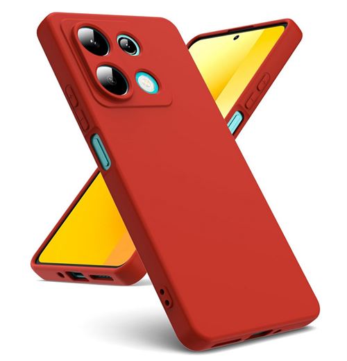 Coque pour Xiaomi Redmi Note 13 5G - housse etui silicone gel fine + verre trempe - ROUGE - htdmobiles