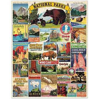 Puzzle LetterBox Cavallini Parcs Nationaux Américains 1000 pièces 50 x 70 cm