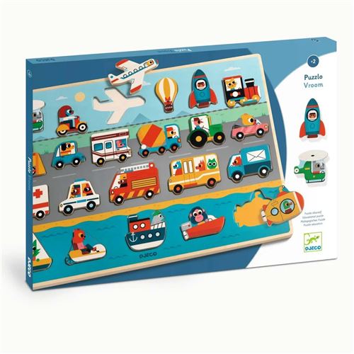 Non Communiqué Bleu Puzzle Vroom - Encastrement - Djeco