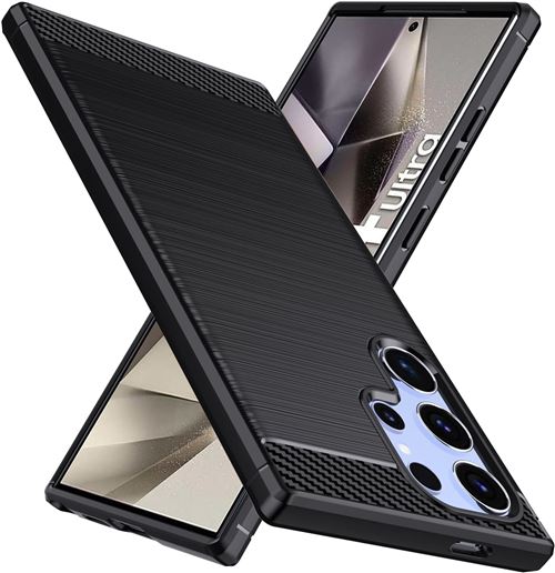 Coque protection brossée noire pour Samsung Galaxy S24 Ultra 5G souple Antichoc XEPTIO