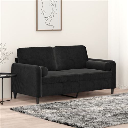 Non Communiqué Noir Vidaxl Canapé 2 Places Avec Oreillers Décoratifs 140 Cm Velours