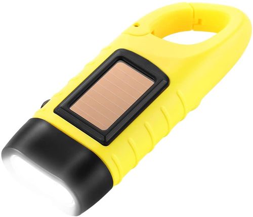 Torche Solaire Dynamo FONGWAN Lampe de Poche en cas d'urgence pour Exterieur Jardin - Jaune