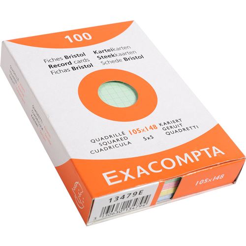 Non Communiqué Exacompta Fiches Bristol, A6, Quadrillé, Assorti