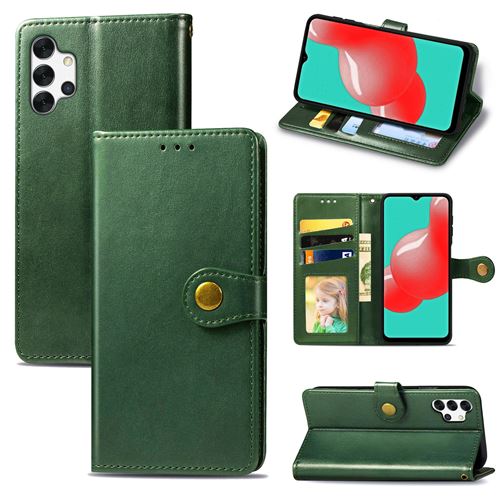 MPFRANCE Housse pour Samsung Galaxy A32 5G Vert [Porte Carte, etui portefeuille, boucle]