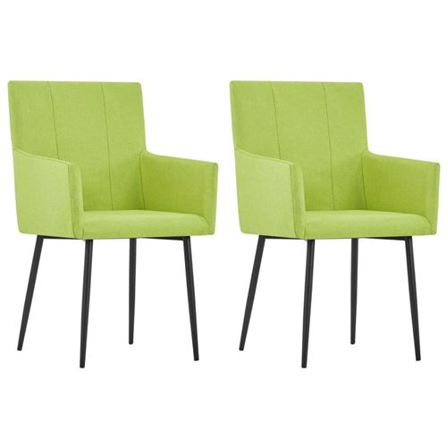 aises de salle à manger avec accoudoirs 2 pcs Vert Tissu