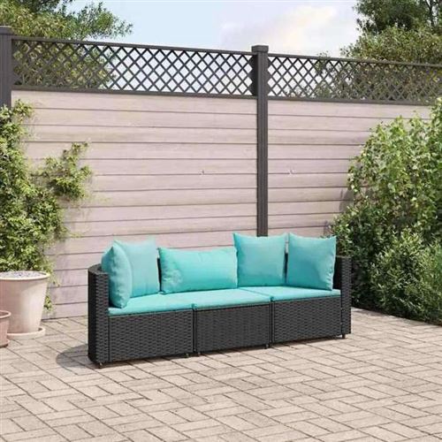 Non Communiqué Noir Salon De Jardin Modulable Generique 2 Personnes Resine Tressee 63 X 63 X 57 Cm 3 Pieces