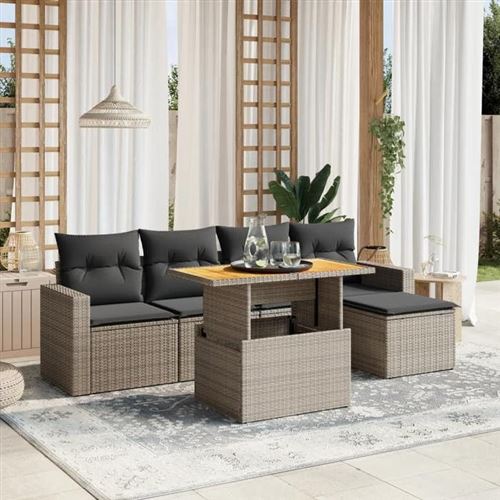 Non Communiqué Gris Vidaxl Salon De Jardin Avec Coussins 6 Pcs, Canapés De Terrasse, Ensemble De Meubles De Patio, Mobilier D'extérieur, 3271291