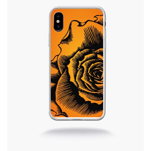 Coque Fleur Fond Fond Orange Compatible Apple Iphone X Bord Transparent