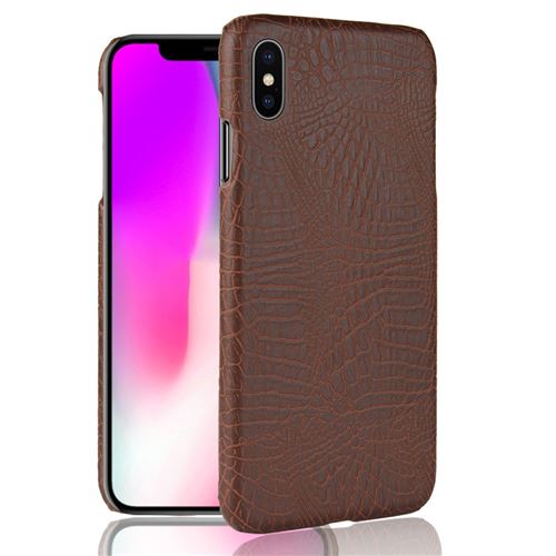 Etui en PU crocodile enduit marron pour votre Apple iPhone XS Max