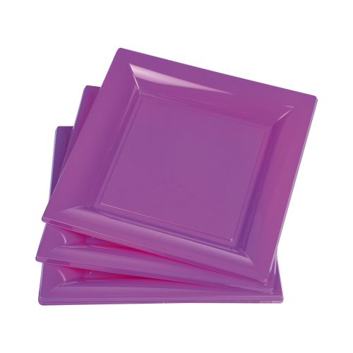 set 6 assiettes carrées ps 23cm - prune