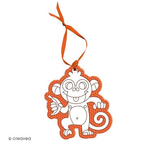 Étiquette en carton à décorer - Singe - 11 cm
