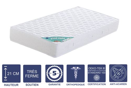 Matelas 140x190 x 21 cm - Tr&egrave;s Ferme - Aertech+ 35 Kg-m3 HR Derni&egrave;re G&eacute;n&eacute;ration - Tr&egrave;s Respirant