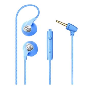 Ecouteurs Plat pour IPHONE SE Smartphone avec Micro Reglage Kit Main Libre Casque Universel Prise Jack (BLEU) - 1