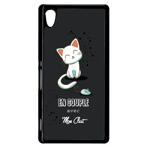 Coque Sony Xperia M4 En Couple Avec Mon Chat Fond Noir 2
