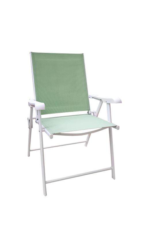 Chaise pliante en fer/plastique coloris Vert - PEGANE -