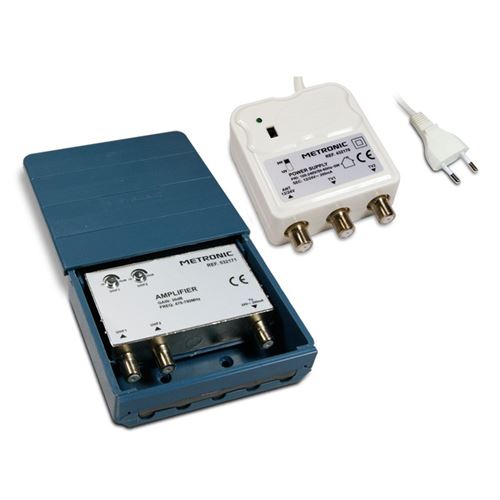 Kit amplificateur coupleur d'extérieur METRONIC 432171 pour antenne TV