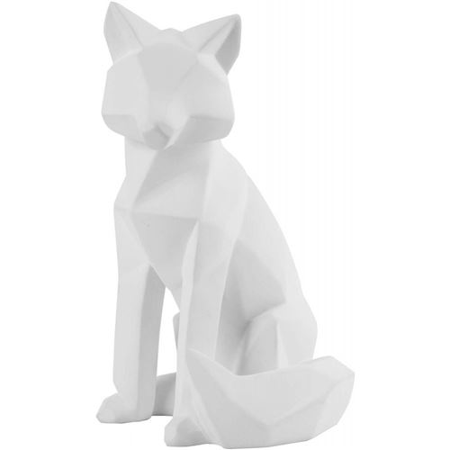 Present Time - Statue Origami Renard - Grand modèle Hauteur 26 cm - Blanc Mat - Origami