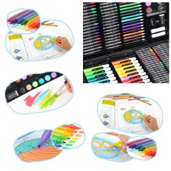 150 Sets de Dessin,Malette de Coloriage Enfants Aquarelle Crayon Enfants  Dessin Kit Crayons de Couleur Ensemble Crayon Peinture