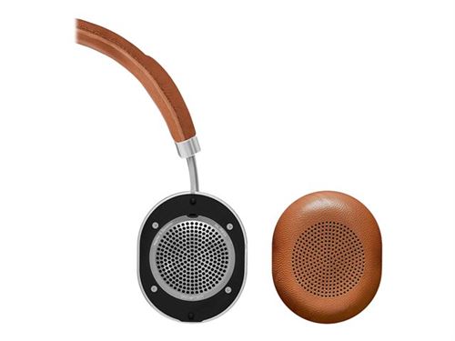 Master & Dynamic MW50 - Koptelefoon met micro - op oor - Bluetooth - draadloos - metaalzilver, bruin leer