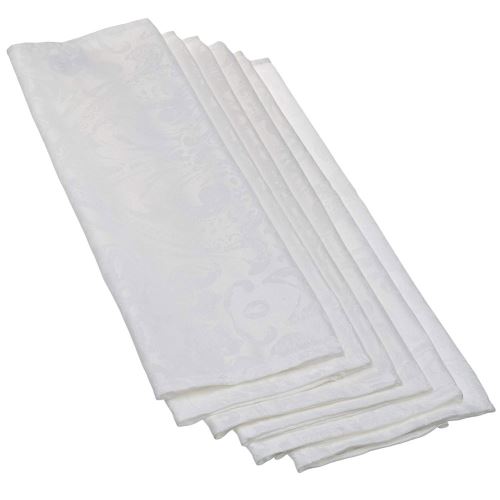 Lot de 6 Serviettes damassées 45 x 45 cm - Blanc