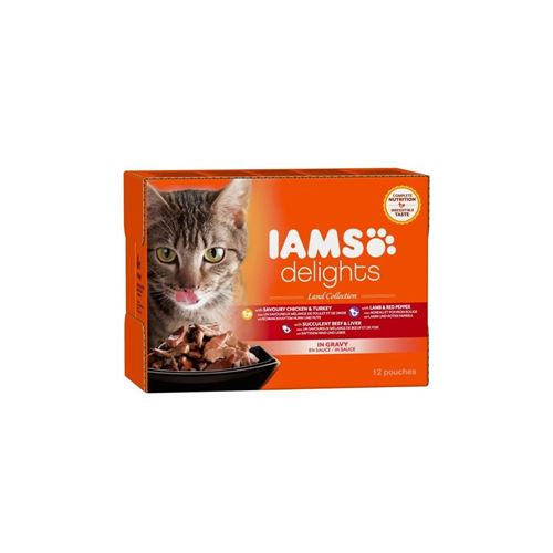 Iams Delights Multibox Saveurs De La Terre En Sauce Land Collection - Toutes Races - 12x85 G - Pour Chat Adulte