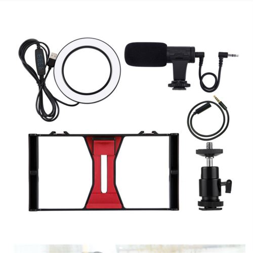 Mobile Video Enregistrement Vidéo En Direct Cage Rabbit Set avec Microphone Lumière D Appoint