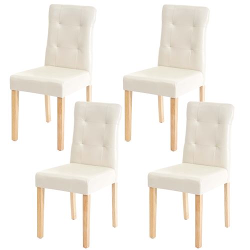 4x chaise de salle à manger MENDLER HWC-E58, fauteuil similicuir crème, pieds clairs