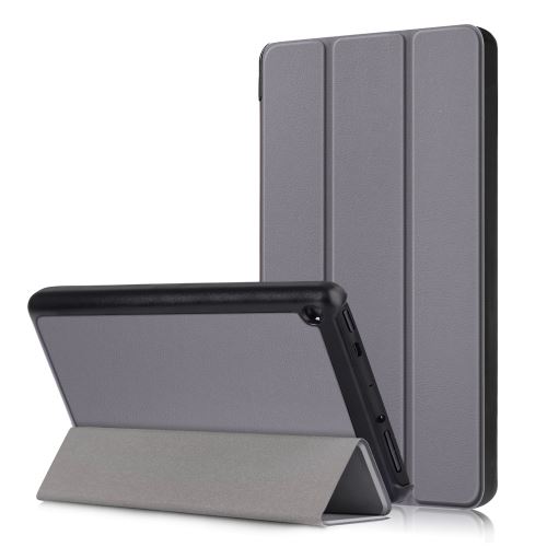 Etui en PU + TPU gris avec support tri-pliure pour votre Amazon Fire 7 (2019)