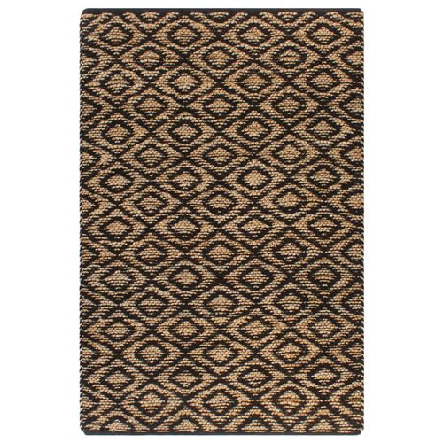 vidaXL Tapis tissé à la main Jute Tissu 120 x 180 cm Naturel et noir