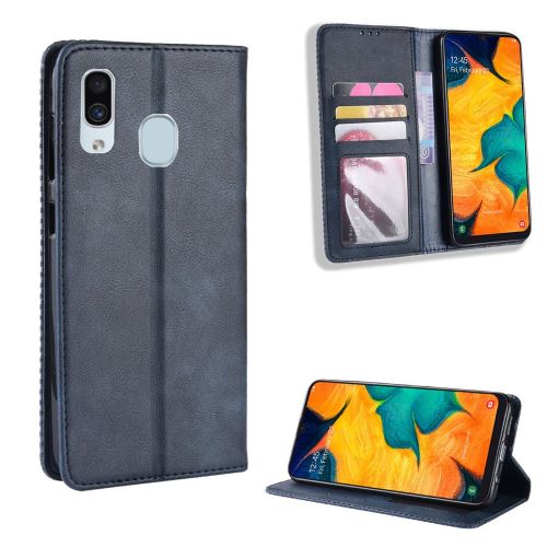 Etui en PU vintage auto-absorbé bleu pour votre Samsung Galaxy A40