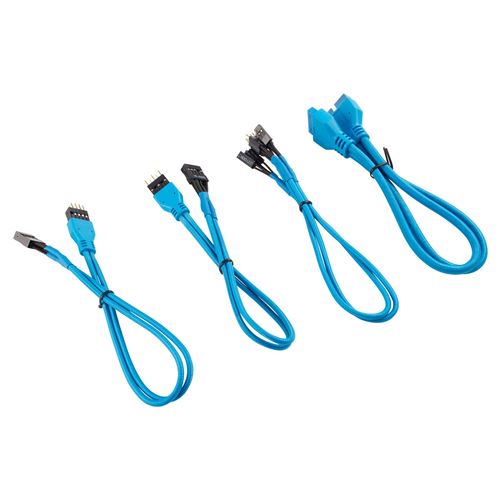 Fenêtre Boitier Corsair Corsair Premium Sleeved Frontpanel Kabel Verlängerungskit, Blau Noir