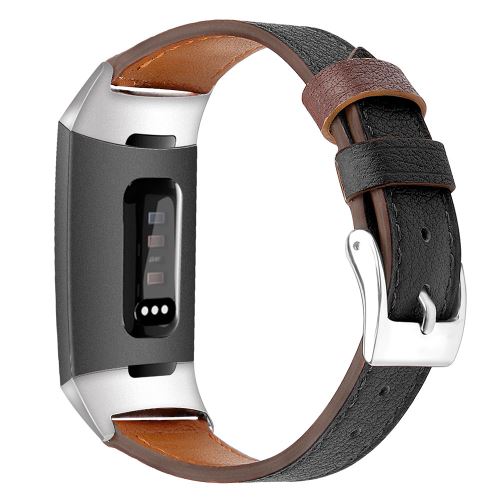 Générique Noir Bracelet De Montre Compatible Avec Fitbit Charge 3, Cuir - Image 1