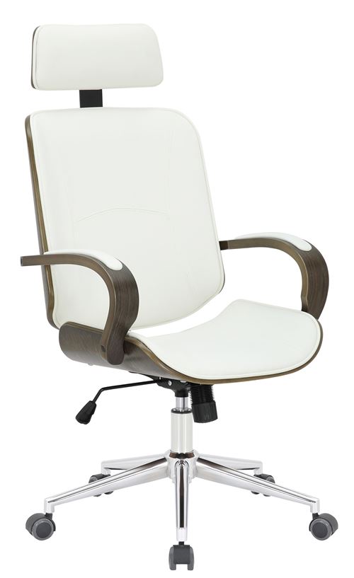 CLP - Fauteuil de bureau Dayton en Similicuir Ajustable et pivotant blanc/gris