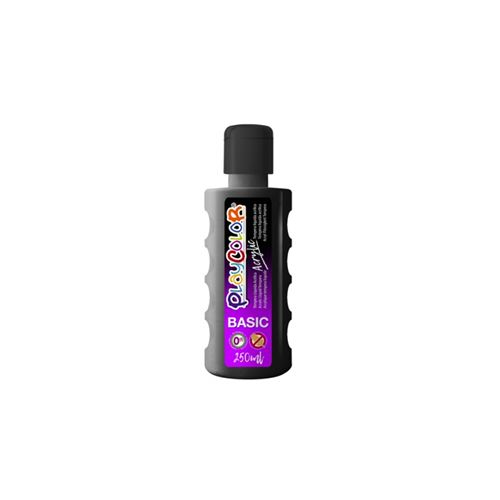 Bidon Peinture Liquide Acrylique 250 ml. - Couleur Noir - Playcolor - Acrylic Basic - 18621