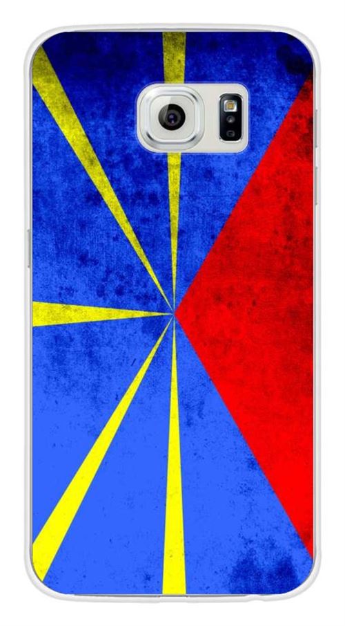 Coque en silicone imprimée compatible Samsung Galaxy S6 Drapeau La Réunion