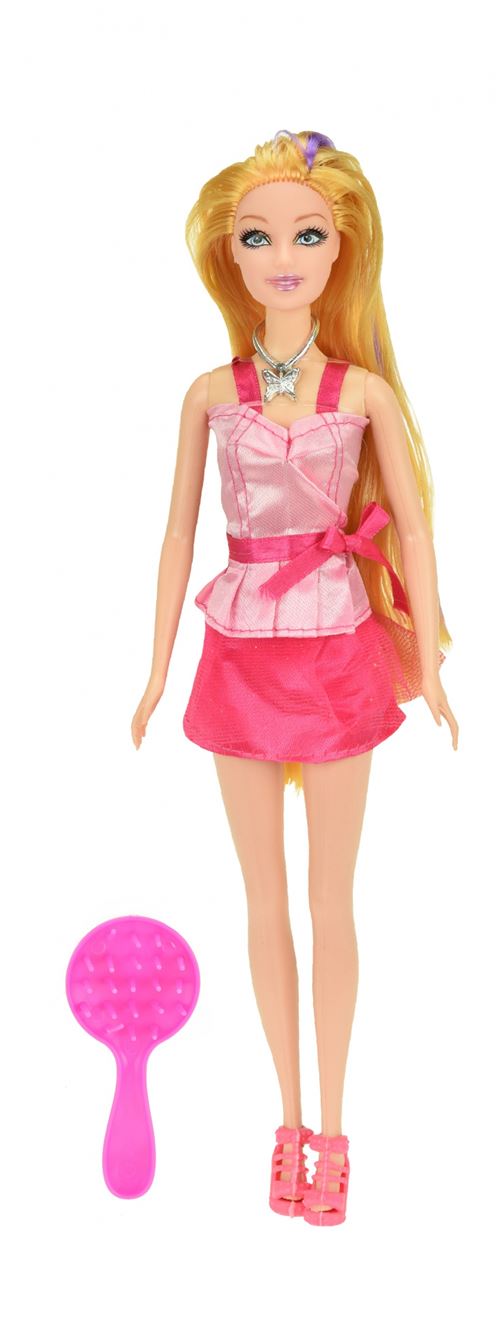 Toi-Toys Marionnette adolescente Lauren cheveux longs avec mèche violette 29 cm
