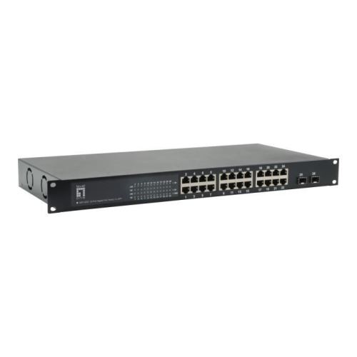 LevelOne GEP-2622W150 Commutateur non géré 24 x 10-100-1000 (PoE+) + 2 x Gigabit SFP Montable sur rack PoE+ (150 W)