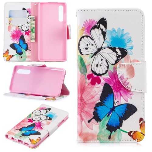 Etui en PU impression de motifs papillons et fleurs pour Huawei P30
