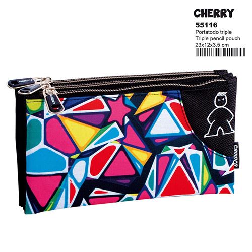 Montichelvo Montichelvo Triple Pencil Pouch Cmp Cherry Trousses, 23 cm, Multicolore (Multicolour)