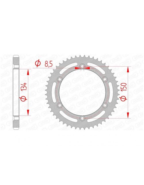 Couronne AFAM 52 dents acier standard pas 428 type 16207