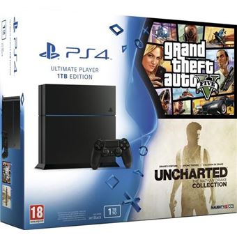 Sony PlayStation 4 - Ultimate Player 1TB Edition - console de jeux - 1 To HDD - noir de jais - Grand Theft Auto V, UNCHARTED: The Nathan Drake Collection