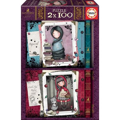 EDUCA - puzzle 2x100 little red riding hood + rapunzel gorjuss