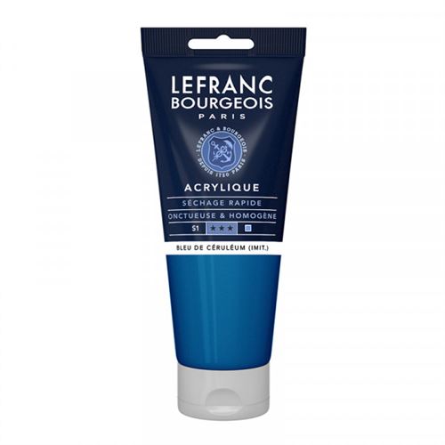 Lefranc Bourgeois - Peinture - peinture acrylique - teinte bleue céruléen - opaque - satin - fine - 200 ml