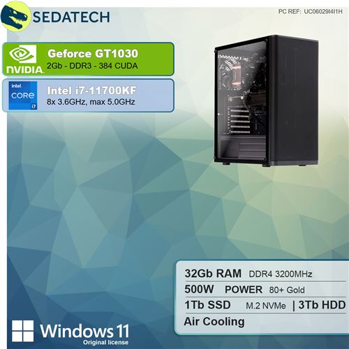 Unité Centrale Sedatech PC Gaming Expert • Intel i5-9600KF 6x 3.7Ghz •  Radeon RX 6600 • 32 Go RAM • 1To SSD • 3To HDD • Windows 11 • Unité  centrale