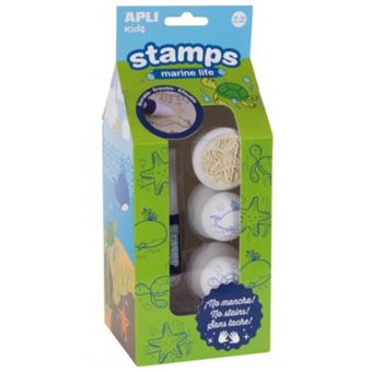 Boite tampons effaçables animaux marins 3 unités