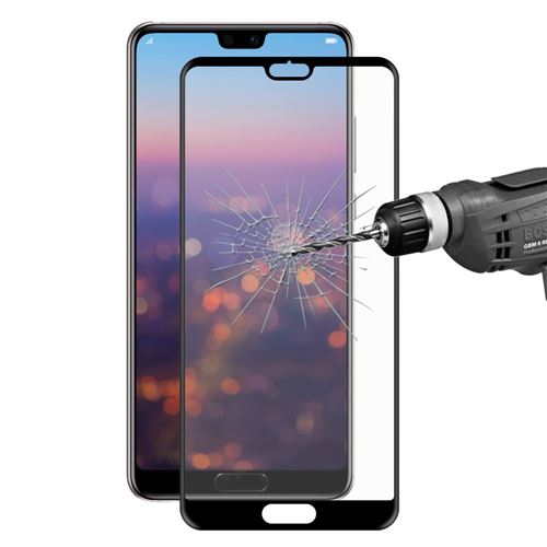 Protecteur écran en verre trempé 02mm 9H doux bords fibre de carbone pleine couverture 3D noir pour votre Huawei P20