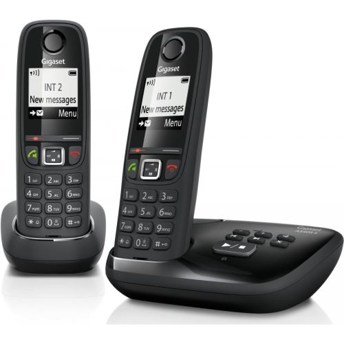 Siemens Gigaset As405A Duo - Téléphone Sans Fil - Système De Répondeur Avec Id D'Appelant - Dectgap - Noir + Combiné Supplémentaire