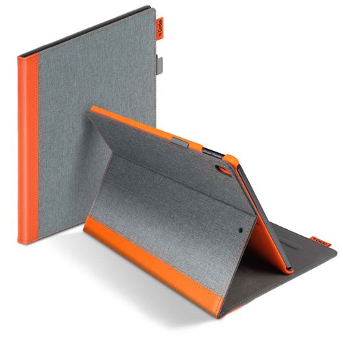 Étui iPad Pro 10.5 et Air 2019 avec Support Gecko gris chiné et orange