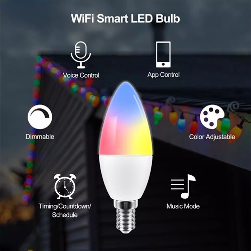 2€29 sur Pack de 2 Ampoule connectée LED Girier E14 WiFi 4W compatible Google  Home - Ampoule connectée - Achat & prix
