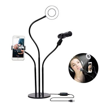 LED Selfie Ring Light avec support pour téléphone portable et support de  microphoneNoir - Support pour téléphone mobile - Achat & prix